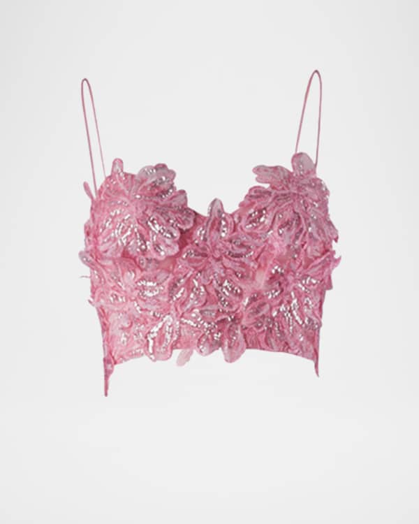 Isabel Marant Olaya Embellished Long Sleeve Crop Top