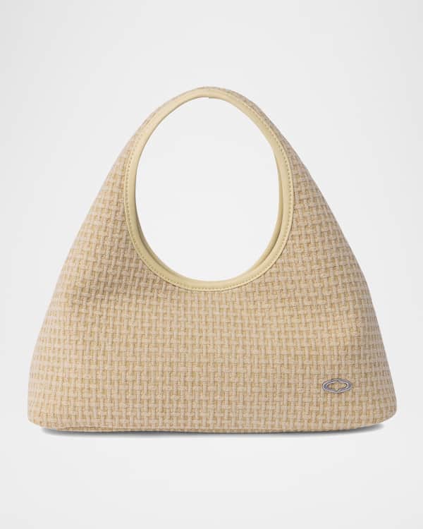 Oryany Triangle Crochet Raffia Shoulder Bag | Neiman Marcus