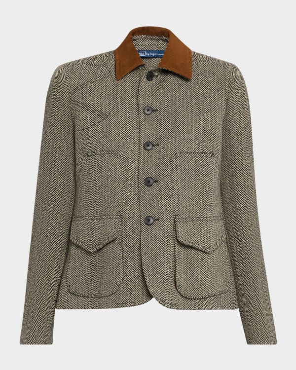 Polo Ralph Lauren Striped Belted Linen-Cotton Blazer | Neiman Marcus