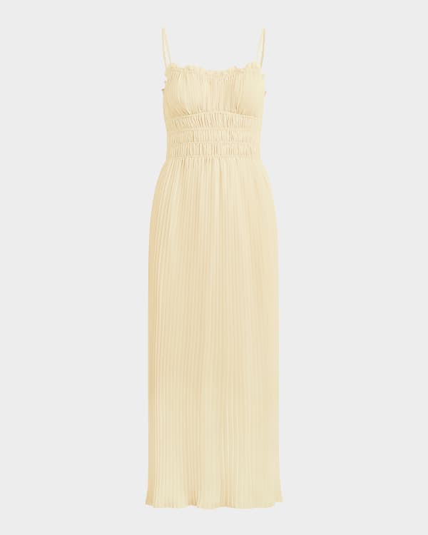 sachin and babi light blue dress Maje Romina Tiered Floral-Print Chiffon Midi Dress In Ecru - 58% Off main image 1