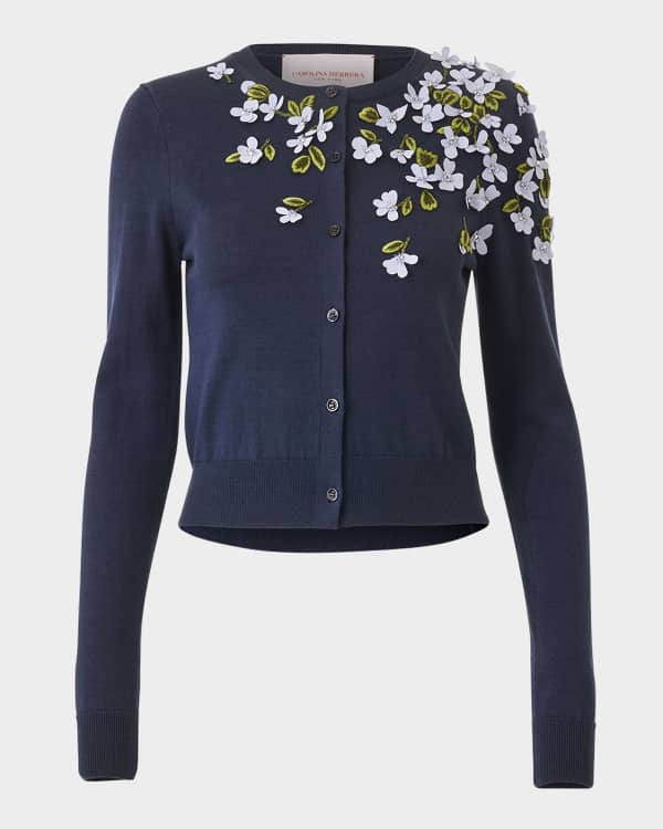 トップス FLOWER  RRL APPLIQUED WOOL CARDIGAN RRL - Shawl-Collar Appliquéd Ribbed Wool Cardigan - Blue RRL