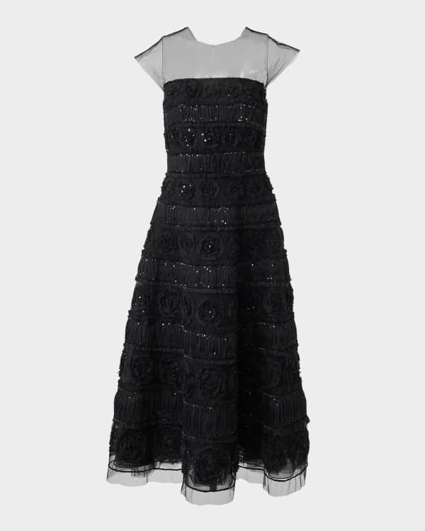 ADEAM Giselle Midi Dress with Lace-Up Detail | Neiman Marcus