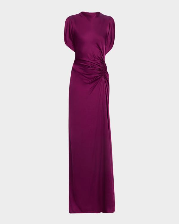 moira pleated halter maxi dress A.L.C. Moira Matte Women's Blue Polyester Fully Lined Halter Neck Plea   TheFabNest