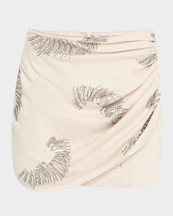 McQueen Brushstroke-Print Ruffle Polyfaille Skirt | Neiman