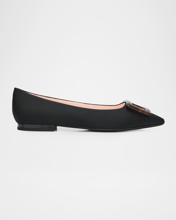 Miu Miu Suede Logo Ballerina Flats | Neiman Marcus