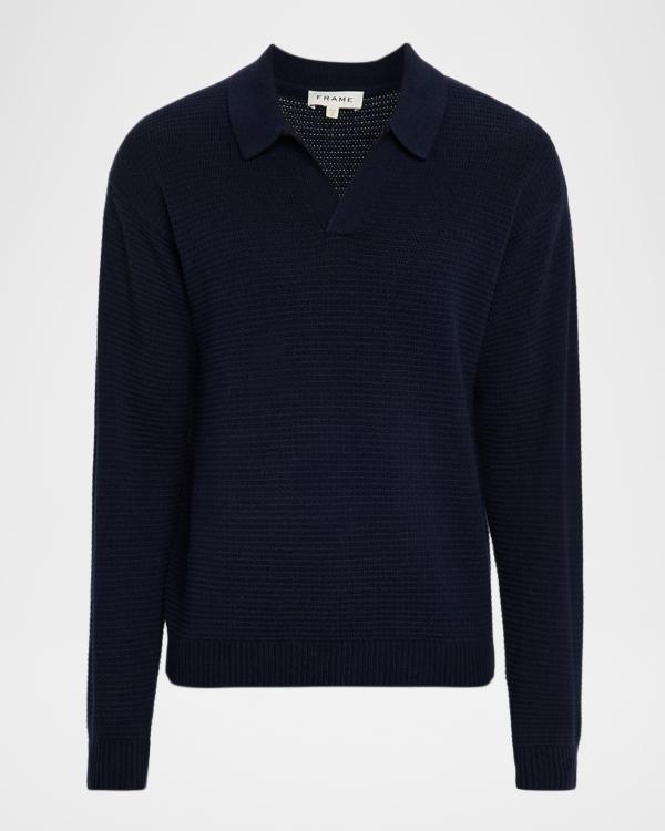 Prada Men's Long-Sleeve Cashmere Polo Shirt | Neiman Marcus