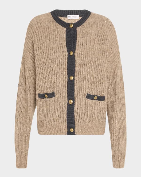Brunello Cucinelli Monili Pull-Tab Cotton Open-Knit Zip