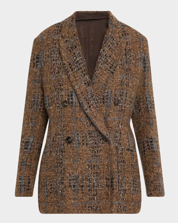 【関税込み】BRUNELLO CUCINELLI DOUBLE-BREASTED BLAZER BRUNELLO CUCINELLI Double-Breasted Herringbone Linen Blazer