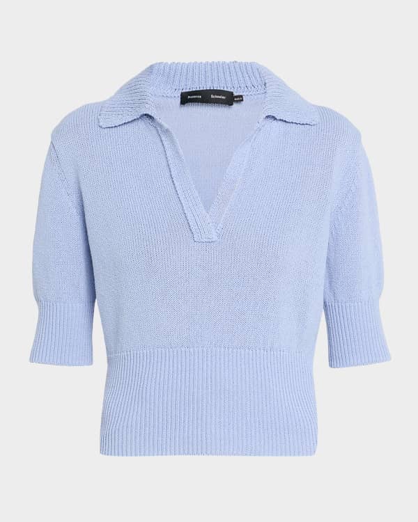 Chloe Short-Sleeve Wool Knit Polo Shirt | Neiman Marcus