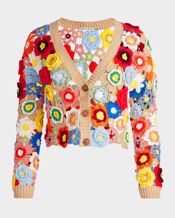 Openwork Floral Crochet Cardigan with Tassel Hem
