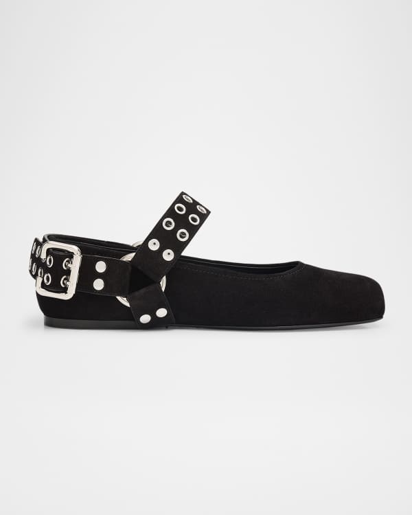 Chloe Lauren Scalloped Leather Ballet Flats | Neiman Marcus