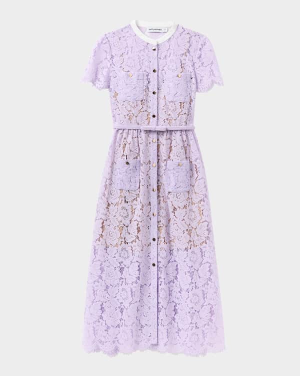 Self-Portrait Magnolia Lace Belted Mini Dress | Neiman Marcus