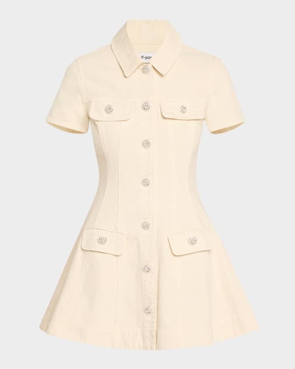 Sandro Acapulco Knit Denim-Trim Mini Dress | Neiman Marcus