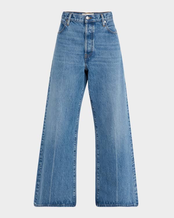 【BOK PLACE】Side Tape CutLine Brushed Balloon Wide Denim XL Frame ​Triple Binding Crop Palazzo Jeans | Saks Fifth Avenue