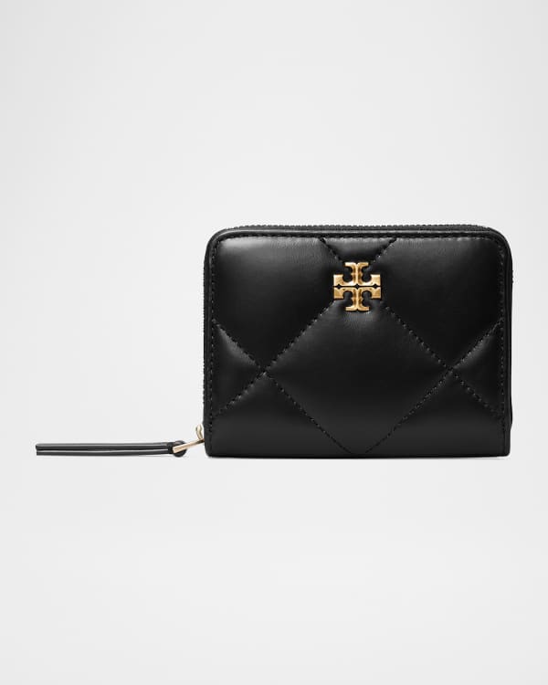 折りたたみ財布 Tory Burch Kira Moto Quilted Leather Bifold Wallet Small Kira Moto Quilt Metallic Zip-Around Wallet: Women's