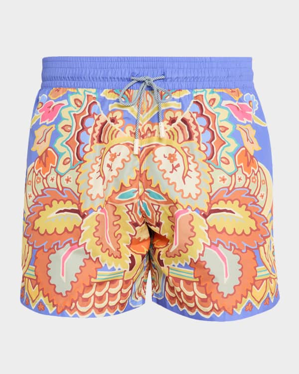 タンキニ ETRO Floral shorts Boys Blue Floral Paisley Print Cotton Shorts | Childrensalon