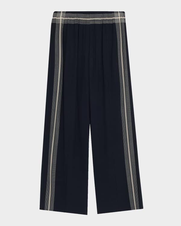 Vince Wide-Leg Herringbone Trousers | Neiman Marcus