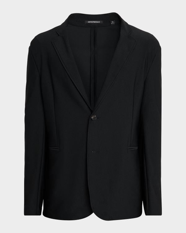 Giorgio Armani Men's Chevron Stitch Cotton Knit Blazer | Neiman Marcus