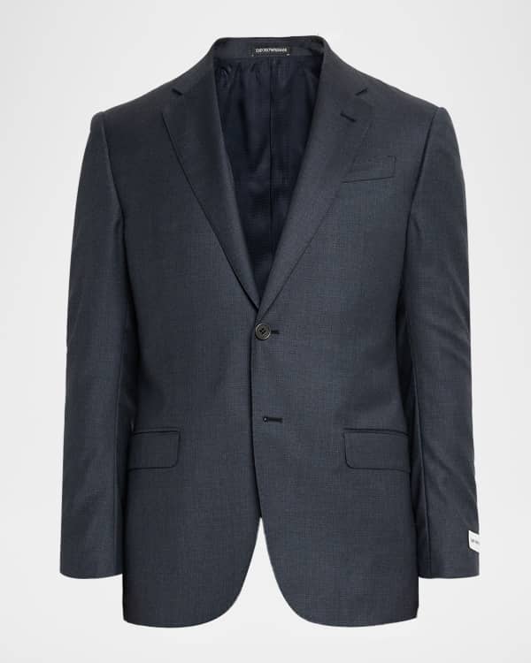 Giorgio Armani Men's Silk-Lapel Micro-Pattern Suit | Neiman Marcus