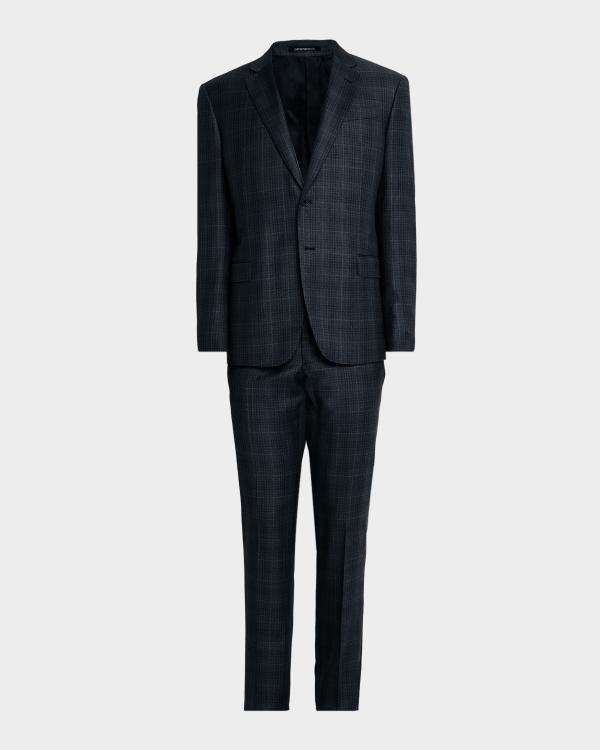 Giorgio Armani Men's Super 150s Striped Peak-Lapel Classic Fit