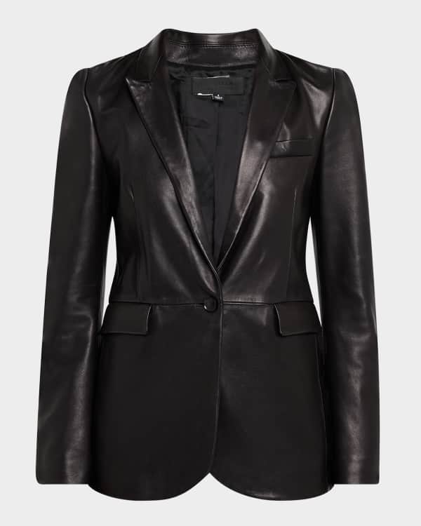 FRAME Slouchy Zip-Front Leather Jacket | Neiman Marcus