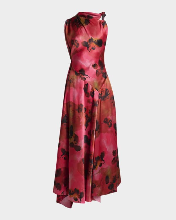 Victoria Beckham Twist-Shoulder Midi Dress | Neiman Marcus