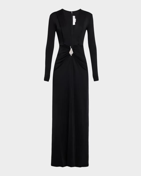 Proenza Schouler Paula Turtleneck Sheer Crepe Jersey Maxi