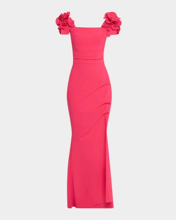 ワンピース CHIARA BONI Taro jersey long dress with sequins Rosa Chiara Boni La Petite Robe Hafsah Floral Ruffle Column Gown