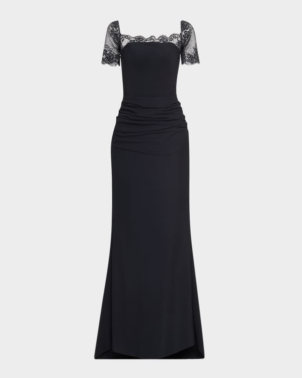Chiara Boni La Petite Robe One-Shoulder Draped Illusion Gown