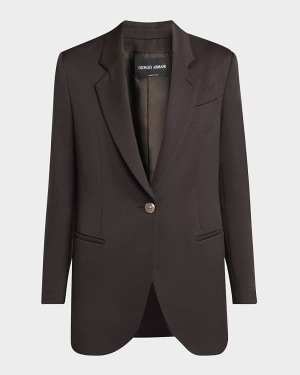 Giorgio Armani Linen Silk Single-Button Blazer Jacket