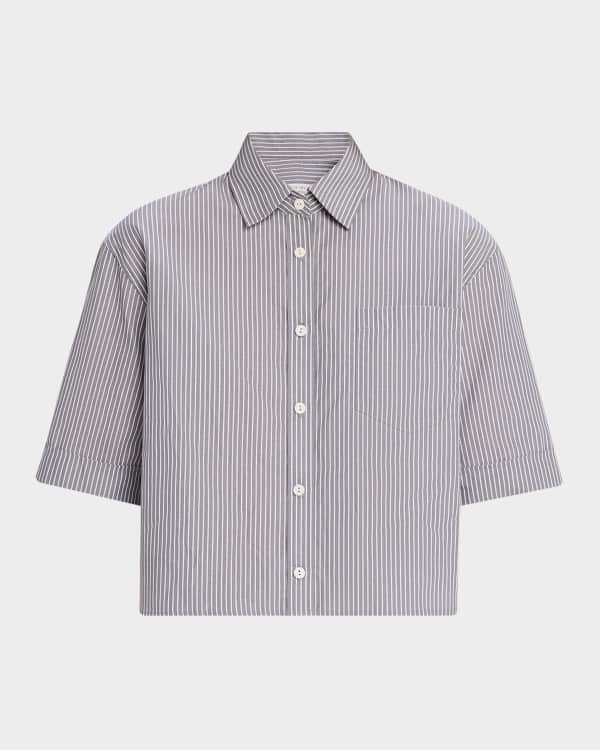 Cropped Oversized Button-Front Shirt