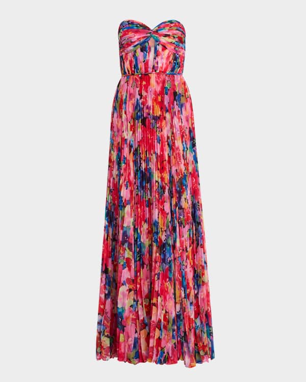Octavia Floral Jacquard Seamed Strapless Gown