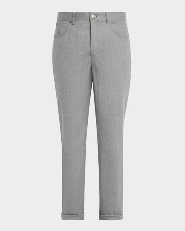 Brunello Cucinelli Men's Straight-Leg Grey Denim 5-Pocket