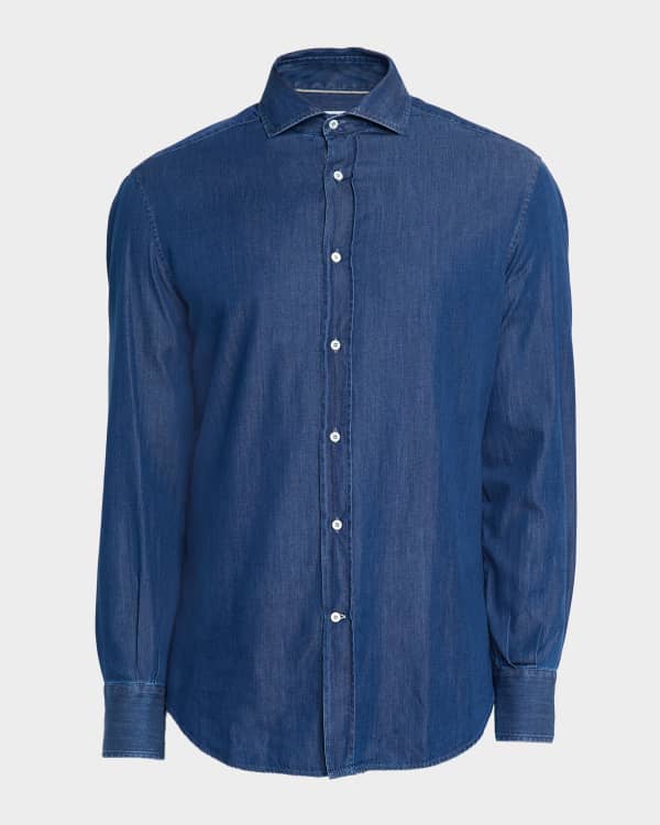 専用　BRUNELLO CUCINELLI ボタンダウンシャツ Brunello Cucinelli Men's Lightweight Denim Easy-Fit Western Shirt