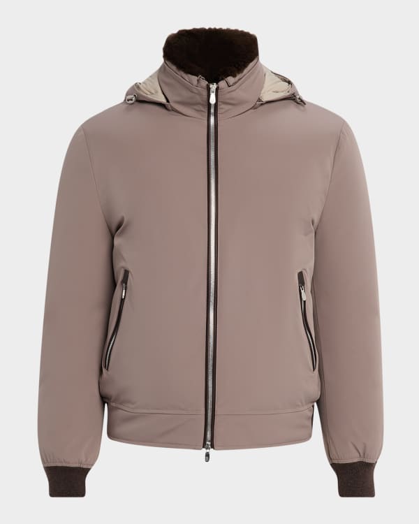 Dolce&Gabbana Men's Leopard-Print Leather-Trim Full-Zip Jacket