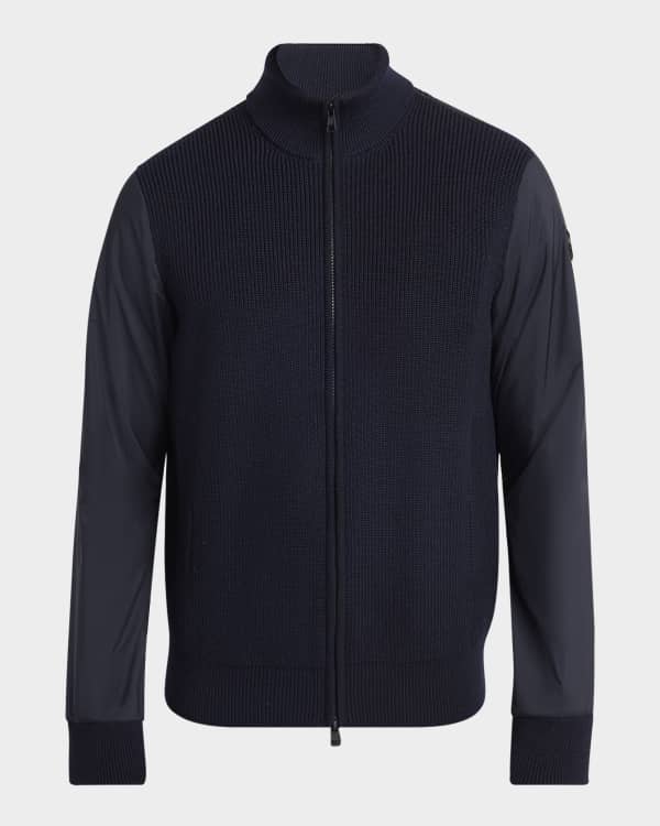 MONGLER® L メンズ Moncler Men's Chenille-Logo Full-Zip Hoodie | Neiman Marcus