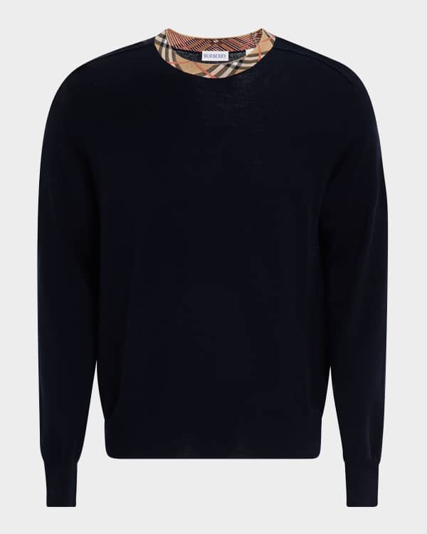 Men's Check-Collar Quarter-Zip Sweater