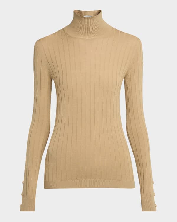 Brandon Maxwell Neal Zip-Front Cashmere Sweater with Tie Belt