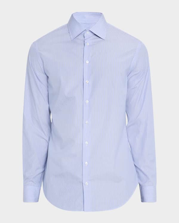 Giorgio Armani Men's Silk Dress Shirt with Stand Collar
