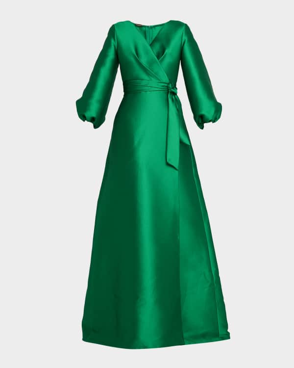 Jenny Packham Nova Crystal Long-Sleeve Illusion Gown