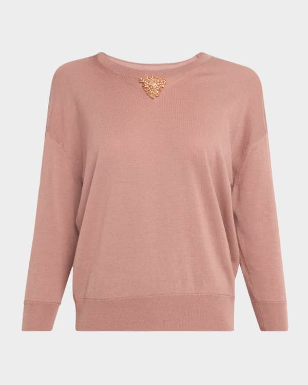 Max Mara Studio Caduca Ribbed V-Neck Sweater | Neiman Marcus