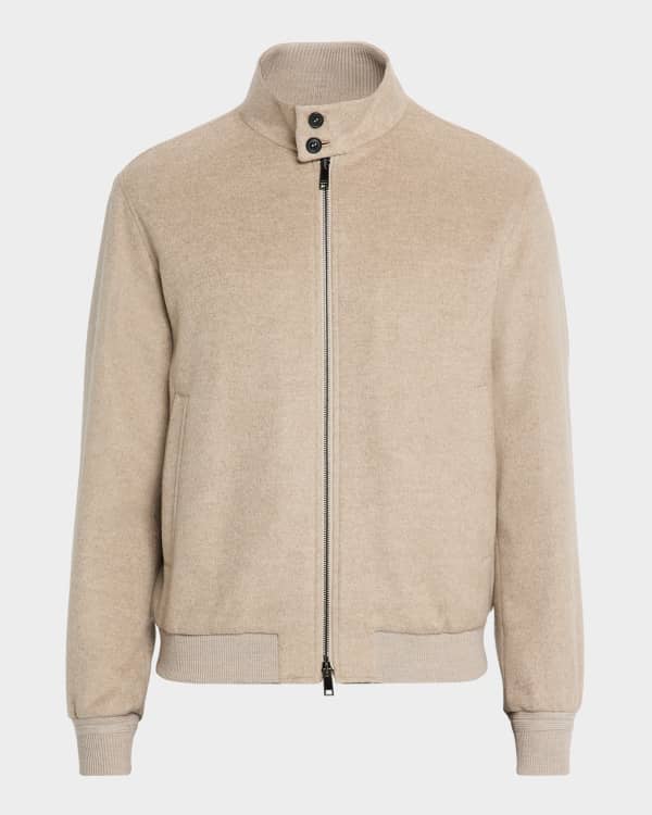 ZEGNA Men's Stowaway Hood Nubuck Blouson Jacket | Neiman Marcus