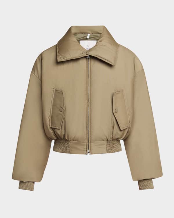 Dual-Zipper Shawl Collar Bomber Jacket