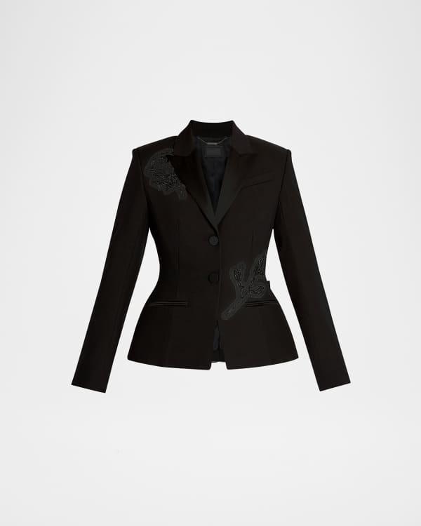 Carolina Herrera Open-Back Collarless Jacket With Removable