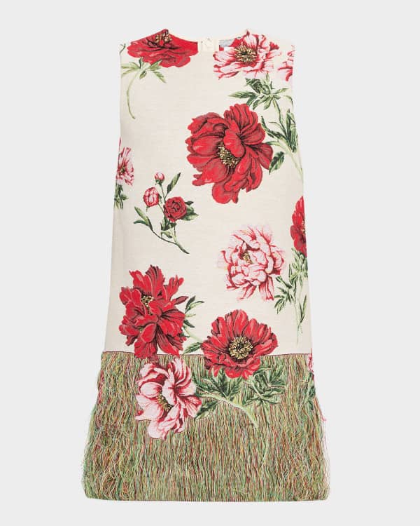 Stella McCartney Poppy-Print Short-Sleeve Ruffle Mini Dress