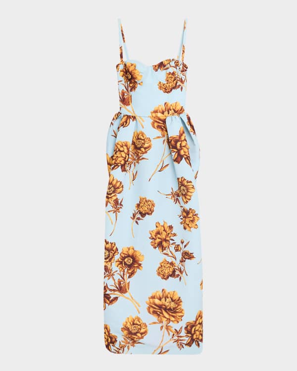 Dries Van Noten Deryl Floral Print Slip Dress with Beaded