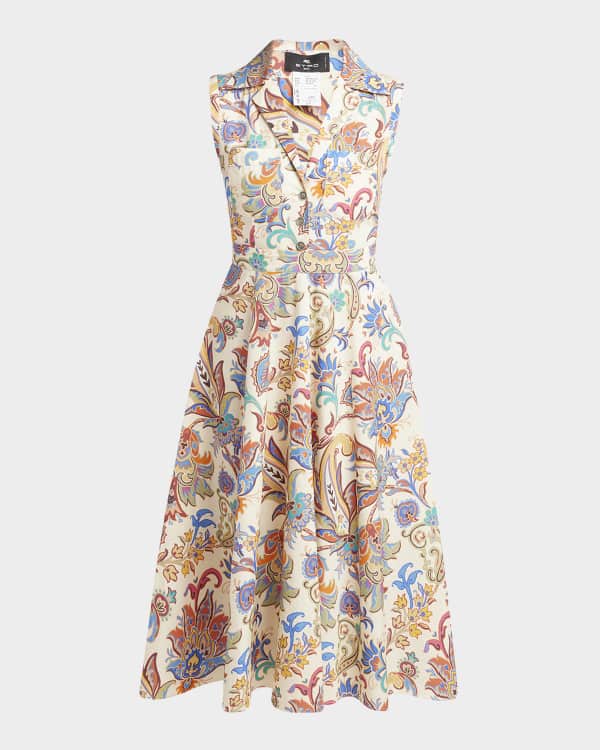 Etro Idillium Floral Silk Georgette Ruffle Midi Wrap Dress