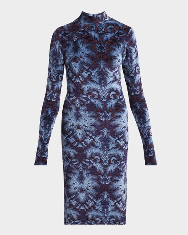 Etro Paisley Brocade Square-Neck Sleeveless Midi Dress
