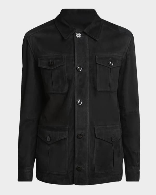 【BAON】Cuno Crop Pocket Collar Field Jacket Kiton Men's Nylon Concealed-Zip Field Jacket | Neiman Marcus