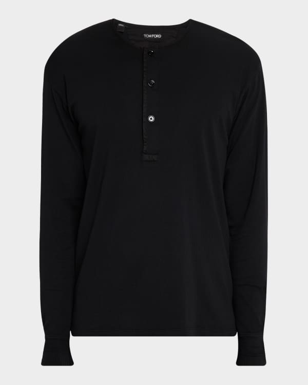 【送料&関税込】Tom Ford Logo Tag Long-sleeved T-shirt Long-sleeve cotton-blend T-shirt in black - Tom Ford | Mytheresa